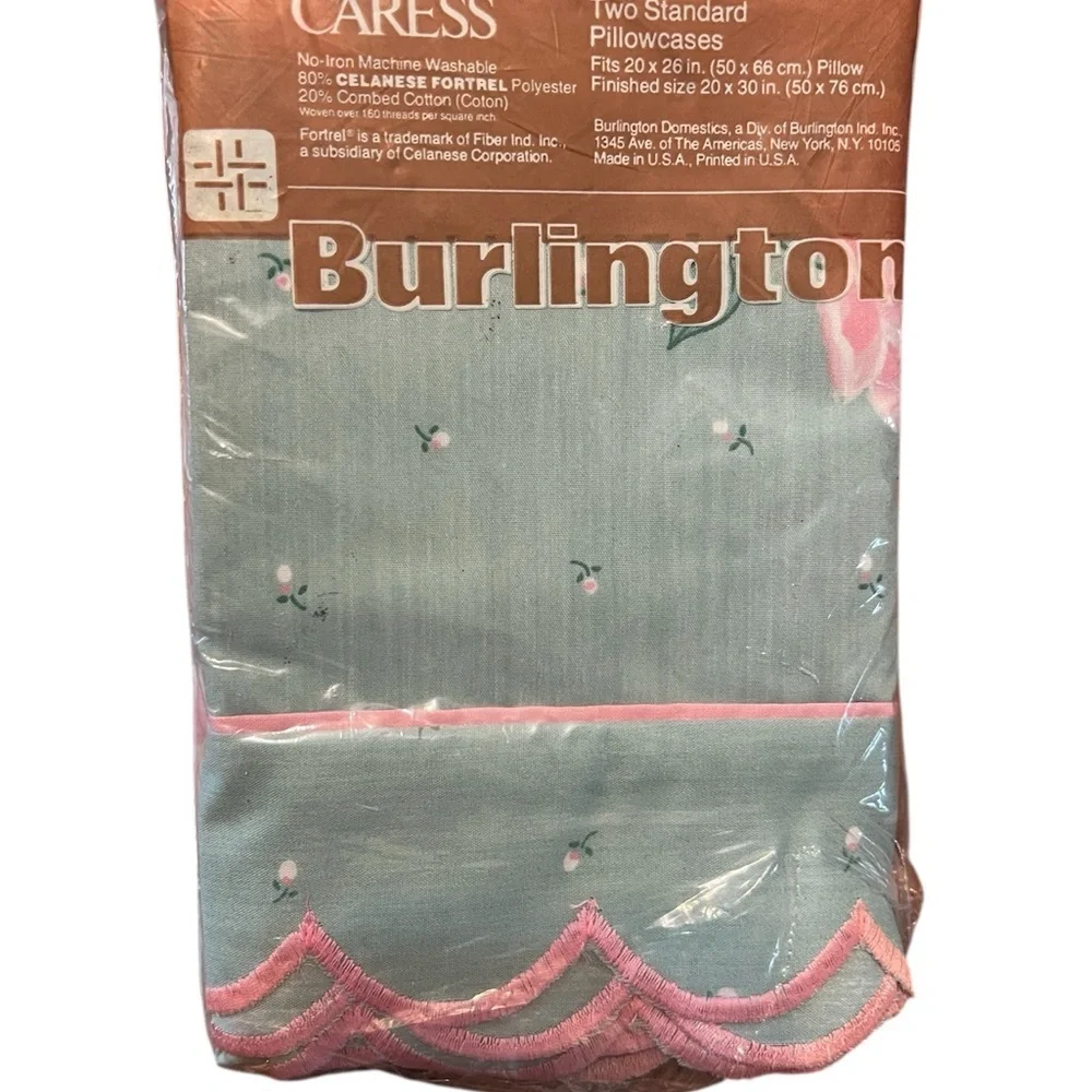 Vintage Burlington Caress 2 Pillowcases Floral Cottage Standard Sz NEW